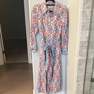 Boden Multicolor Paisley Long Sleeve Dress